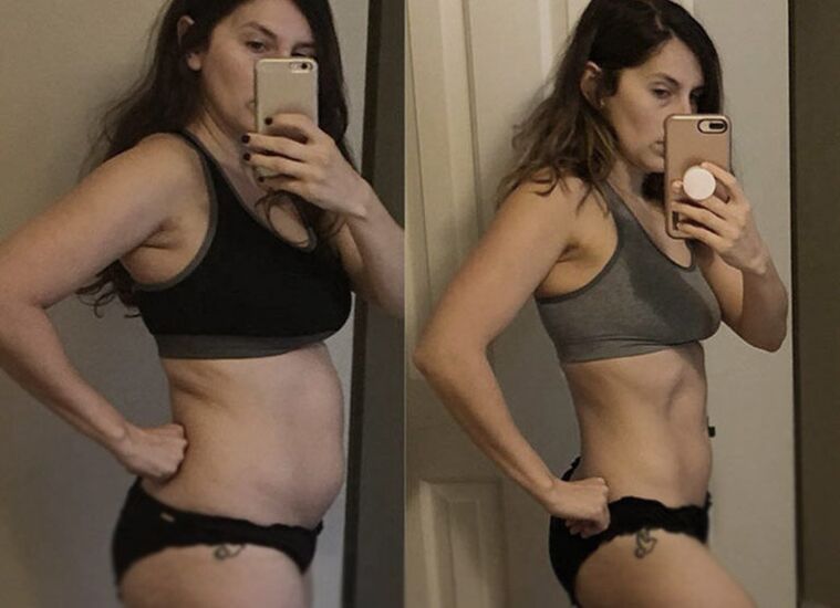Garota antes e depois da dieta ceto
